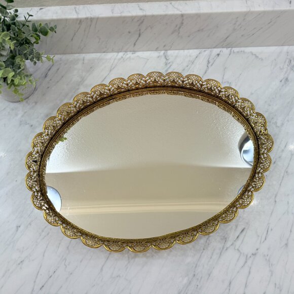 Vintage Hollywood Regency Vanity Mirror/Tray - Picture 8 of 14